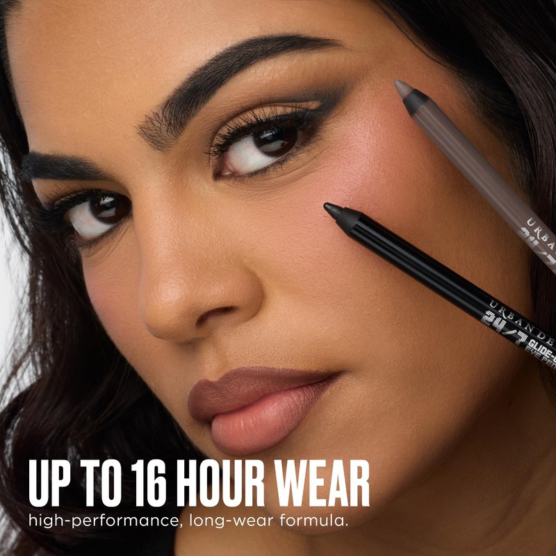 URBAN DECAY 24/7 Glide-On Waterproof Eyeliner Pencil - Smudge-Proof, Long-Lasting, Transfer-Proof, Up to 16HR Wear, Smooth No-Tug Formula, Mushroom (Earth Brown Shimmer) - 0.04 oz