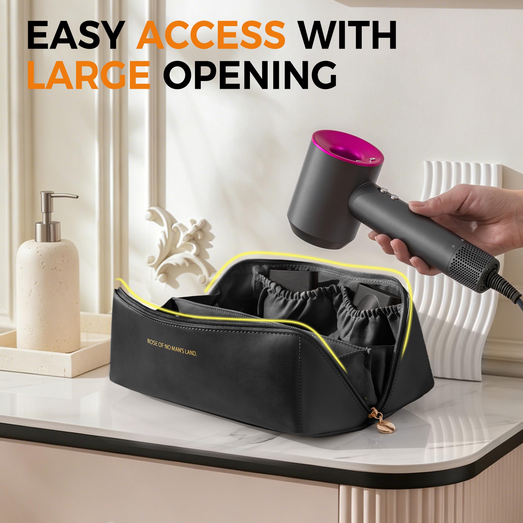 Linpr Hair Tool Travel Bag, Hair Dryer Case for Dyson Airwrap, Black