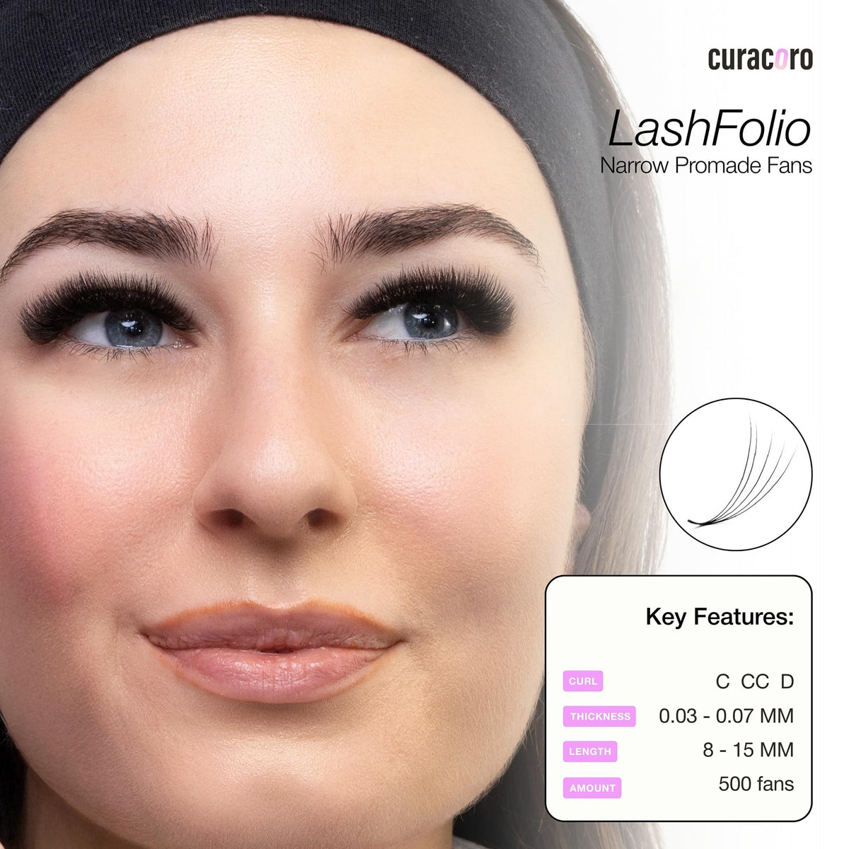 Curacoro LashFolio Narrow Promade Fans 10D-0.03 CC Curl 8-15mm