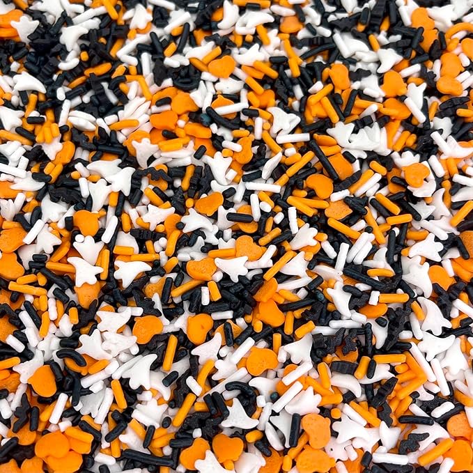Manvscakes, pink sprinkles, valentines, cake sprinkles, gluten free, cookies, chocolate, fondant, princess topping, ice cream, edible, dessert decoration (Orange black)