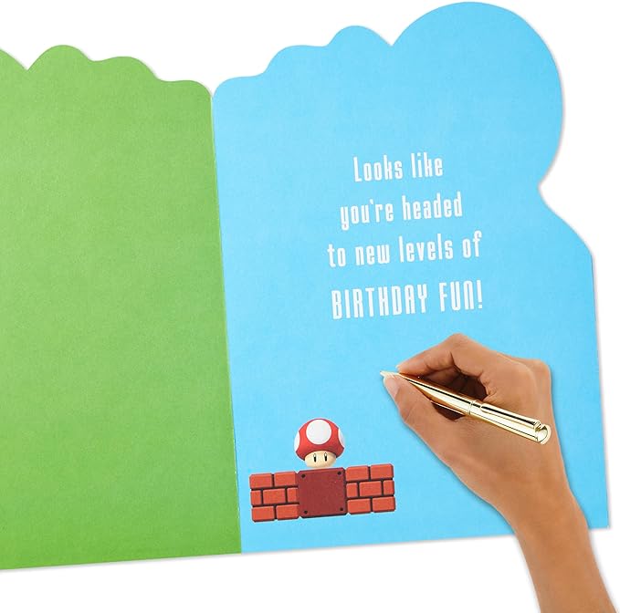 Hallmark Nintendo Super Mario Bros. Birthday Card (New Level of Fun) for Kids, Teens, Gamers