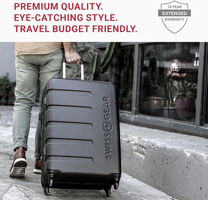 SwissGear 7366 Signature Hardside Expandable Luggage with Spinner Wheels, TSA Lock, Cup-Holder, White, 3-Piece Set (19/23/27)