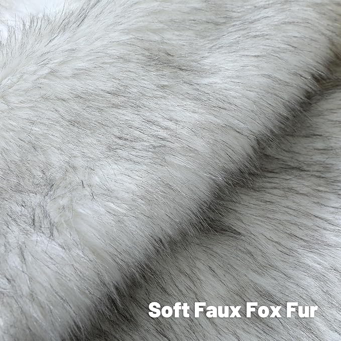 FUTEI Black White Decorative Throw Pillow Covers 18x18 Inch Set of 2,Soft Fluffy Faux Fox Fur Textured Cushion Case,Modern Home Decor for Couch Living Room