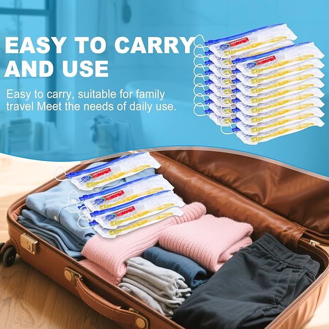 50 pcs Disposable Toothbrushes with Toothpaste and Floss Set,Yellow Individually Wrapped Bulk Single Use Toothbrush Floss Cover Travel Toothbrushes Kit with Zip Bag for Homeless,Hotel,Guest