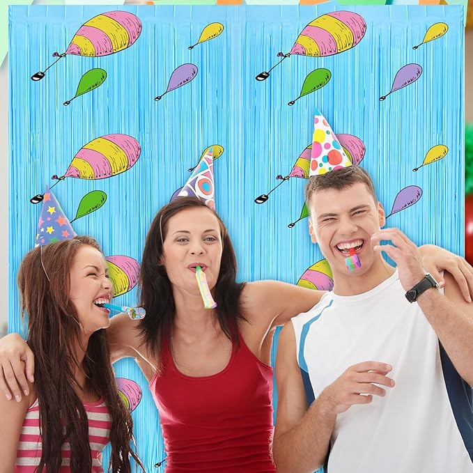 4 Pack Oh The Places You' ll Go Party Backdrop Decoration 3.2ft X 8.2ft Graduation Fringe Curtains for Kindergarten Preschool Graduation Party Decor Supplies