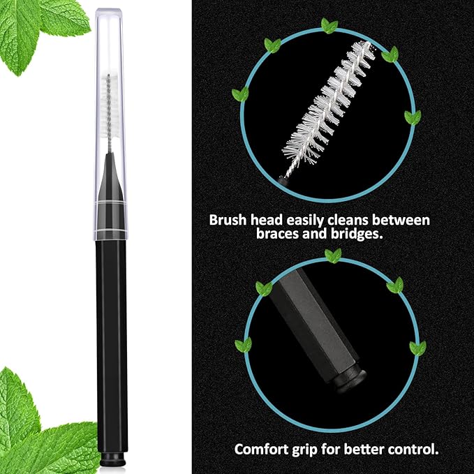 Patelai 100 Pieces Braces Brush for Cleaner Interdental Brush Toothpick Dental Tooth Flossing Head Oral Dental Hygiene Flosser Toothpick Cleaners Tooth Cleaning Tool (Black, White, Gray)