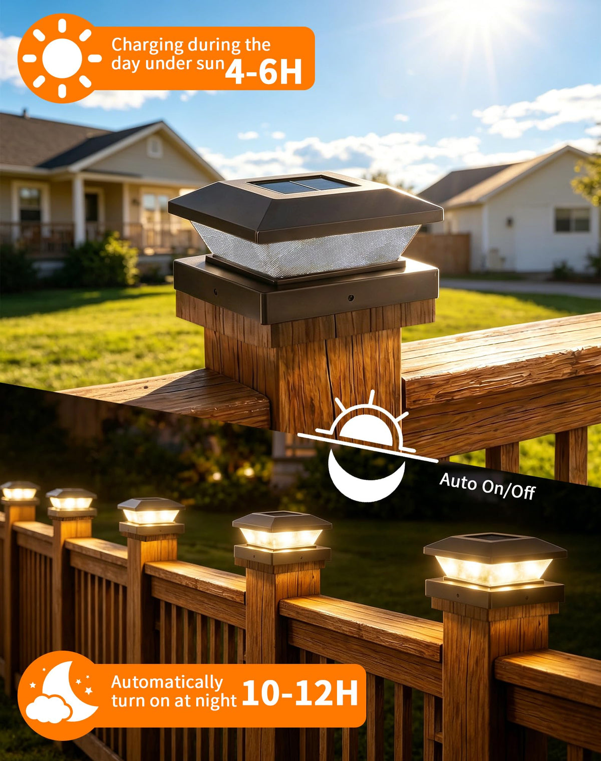 4x4 Solar Post Cap Lights - 12 Pack Fence Deck Post Solar Powered Lights
