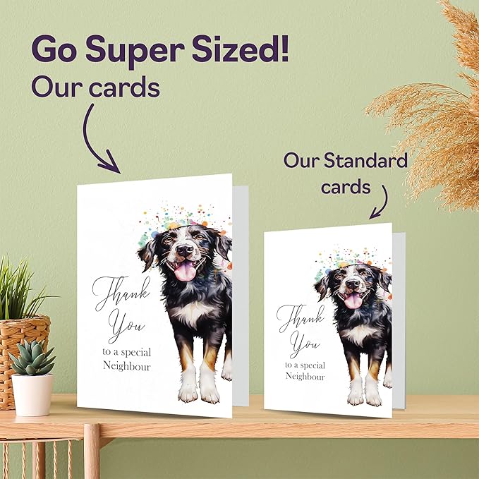 Thank You Cards for Neighbour - Party Dog - Thankyou Cards for Neighbour from Friend Family, Heartfelt Appreciation Card 5x7 Inch Thank You So Much Greeting Cards
