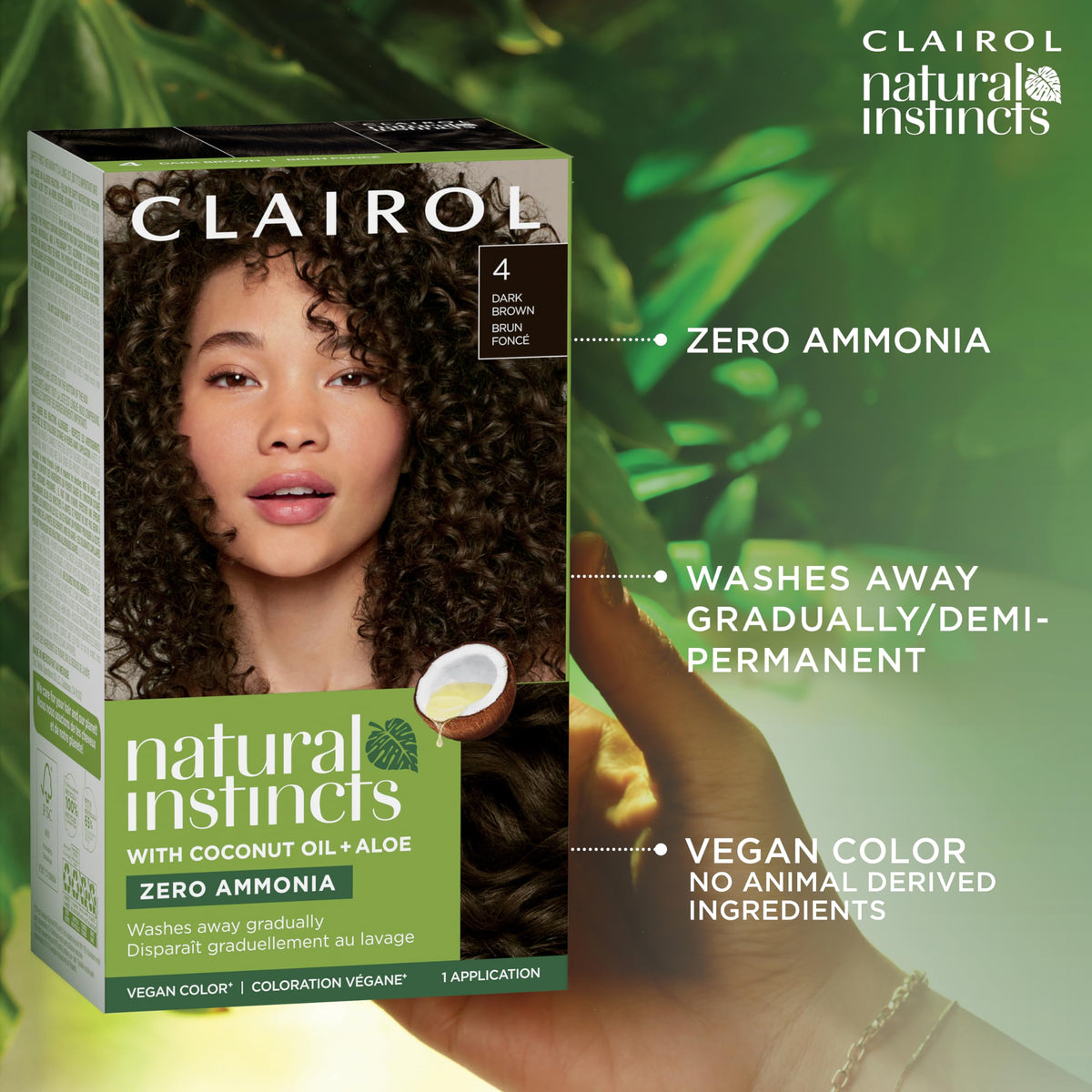 Clairol Natural Instincts Demi-Permanent Hair Dye, 6C Light Brown | Ammonia‑Free, Vegan Hair Color with Coconut Oil & Aloe Vera | Pack of 3