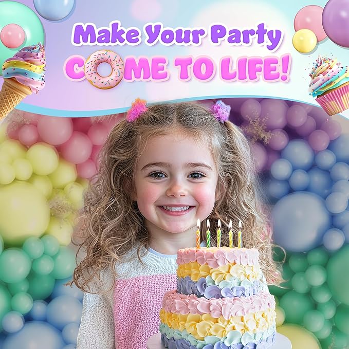 ALL-IN-1 Pastel Balloon Arch Kit for Pastel Party Decorations – Easter Spring Rainbow Party Balloons for Birthday, Baby Shower Decorations - Pastels Balloon Arch Kit with Mixed Sizes Rainbow Balloons