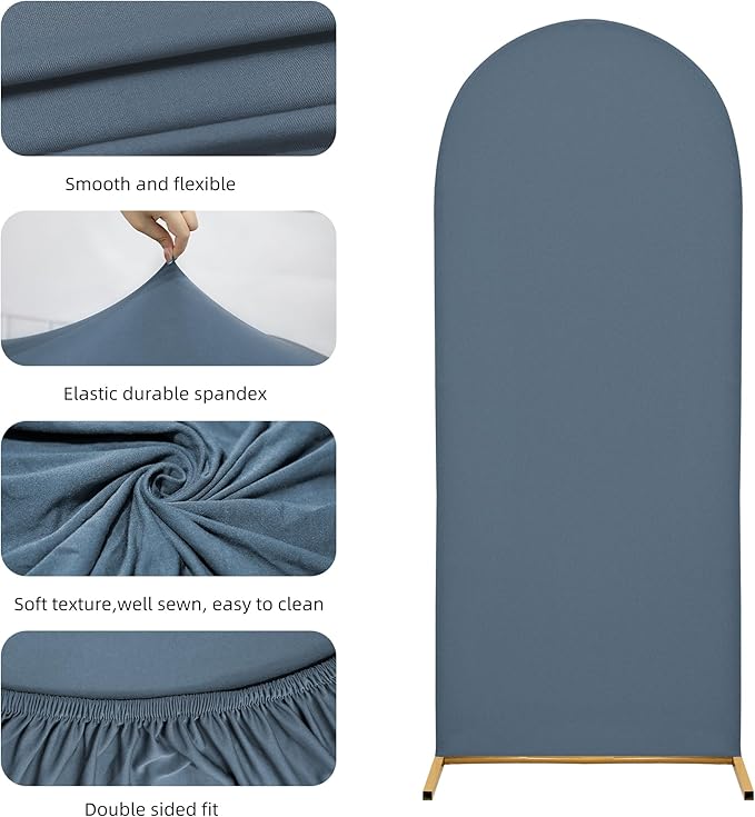 Arch Covers,Arch Backdrop Stand Fitted Cover for Wedding Birthday Party Ceremony Banquet Decoration(7.2FT&6.6FT&6FT,Dusty Blue,Cover Only)