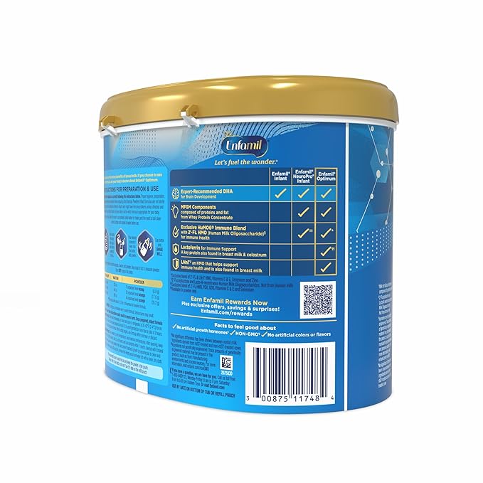 Enfamil Optimum (Enspire), Our Closest Formula to Breast Milk, Immune-Supporting Lactoferrin and Brain-Supporting DHA Baby Formula, Powder 20.5 Oz Tub (Pack of 3)