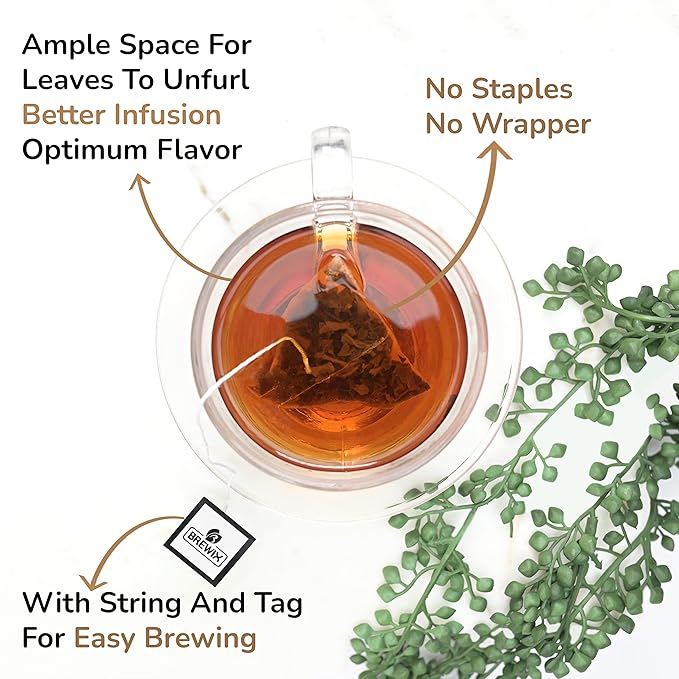 BREWIX, Earl Grey Black Tea Bags (50 Pyramid Bags) Bold & Aromatic Tea with Bergamot | Gluten Free, Energizing & Caffeinated | Sugar-Free, High Caffeine | Gourmet Tea