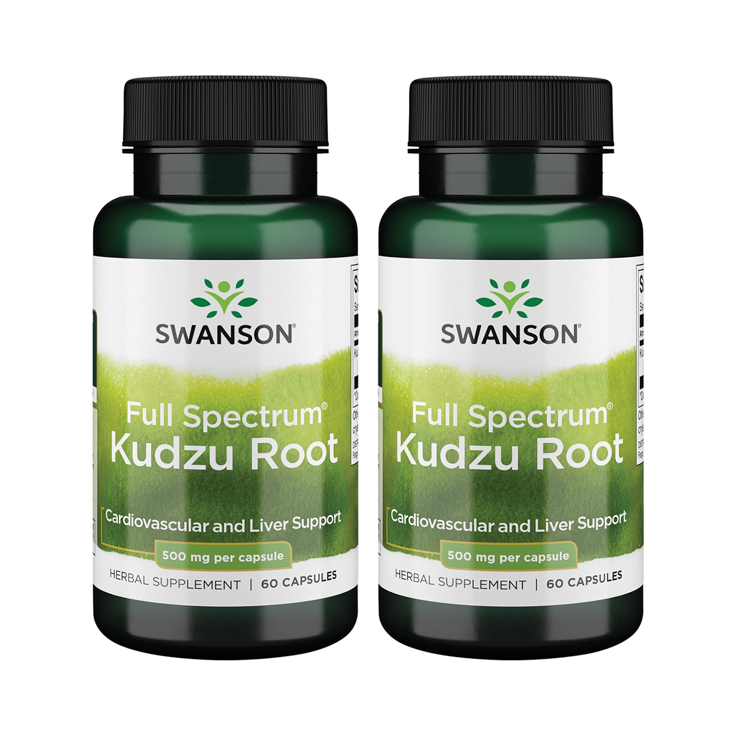 Swanson Full Spectrum Kudzu Root - Herbal Supplement Supporting Heart Health & Liver Health - May Support Healthy Blood Pressure & Cholesterol Levels - (60 Capsules, 500mg Each) (2 Pack)