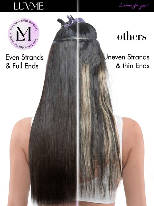 LUVME Straight Seamless 110g 7Pcs Clip in Hair Extensions Full Max with 16inch Remy Human Hair Extensions, Natural Black 100% Real Soft Human Hair