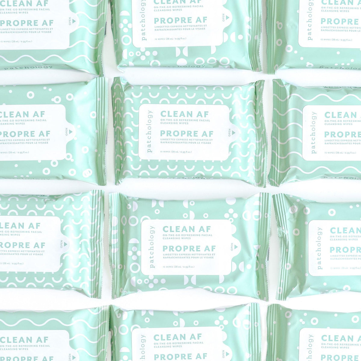 Patchology Clean AF Facial Cleansing Wipes - On-The-Go Refreshing Travel Size Face Wipes for Removing Dirt and Oil - Makeup Remover for Sensitive and Oily Skin (1 pack/15 sheets)