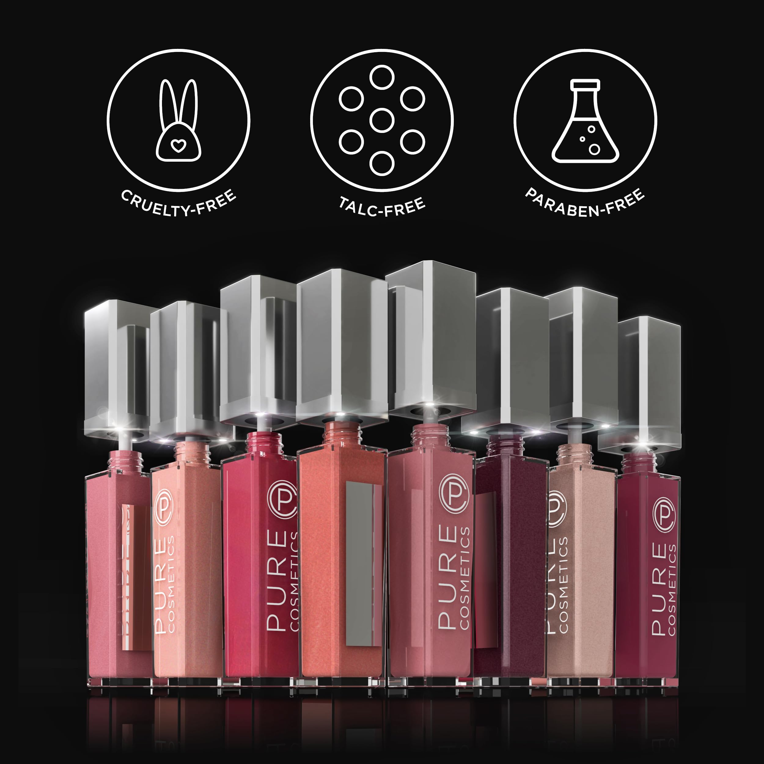 Pure Illumination Light-Up Lip Gloss with LED-Lit Applicator Brush + Side Mirror, Non-Sticky, Moisturizing Hydrating Lip Glosses with Lanolin, Jojoba Oil, & Vitamin E, In the Buff