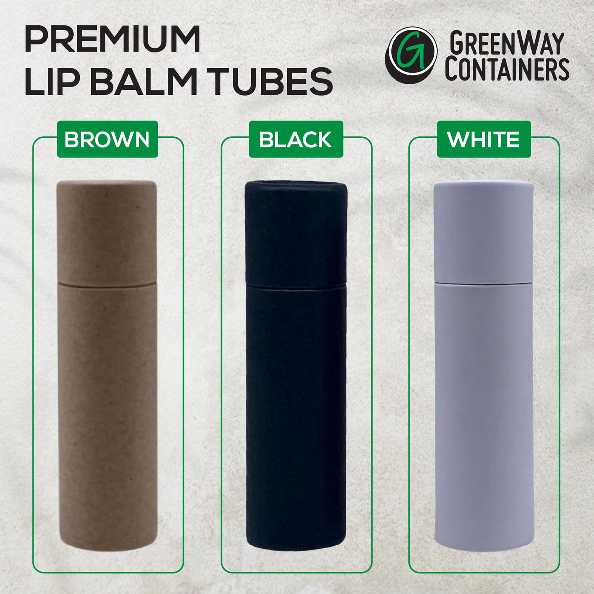 GreenWay 0.3oz / 8.5g Kraft Paperboard Lip Balm Tubes with Lids - 25 Pack Lip Gloss Tubes Refillable DIY Cosmetic Containers - Lip Balm Containers Chapstick Empty Holder - White