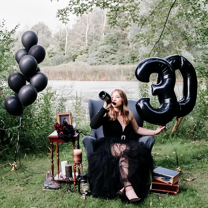 60th Birthday Balloons Black for Women, 40 Inch Giant Mylar Foil Number 60 Balloons Self Inflating, Black Digit 6 & 0 Helium Balloons for Men 60th Anniversary Party Decorations Supplies