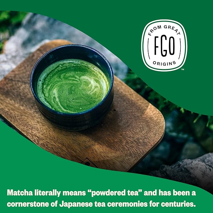 FGO Organic Matcha Latte Powder, 16 Ounce Bulk Resealable Bag, Japanese Matcha with Organic Cane Sugar, Lightly Sweetened, Packaging May Vary (Pack of 1)