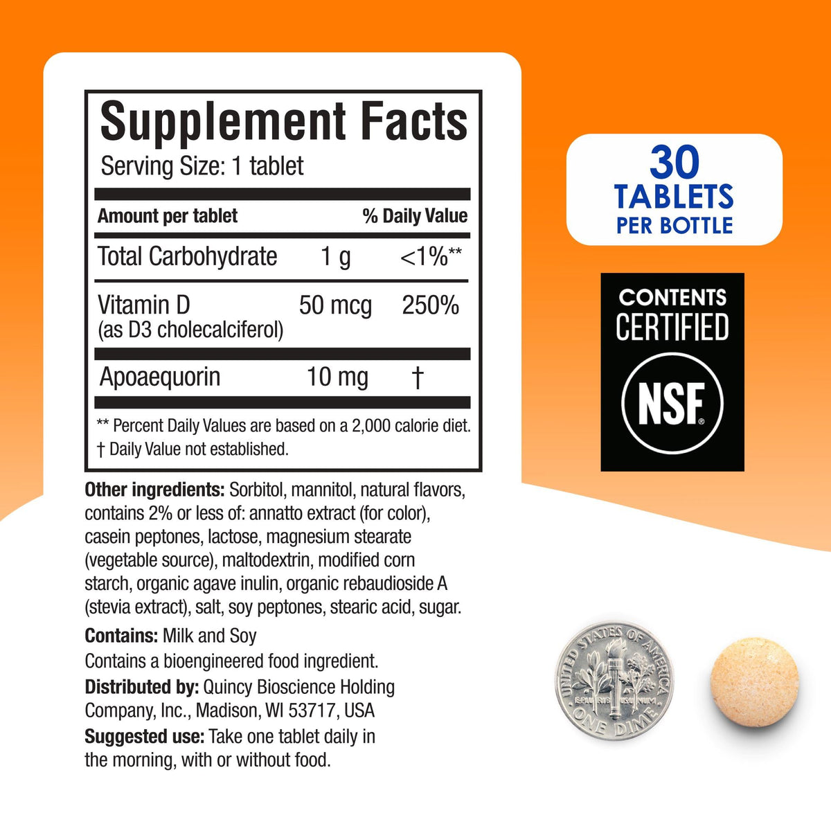 Prevagen Regular Strength Orange Chewables - 90 Tablets (3 Month Supply) | Formulated for Your Brain | 10mg of Apoaequorin Plus Vitamin D3 with 7-Day Pill Minder