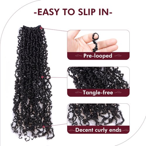 GIX Yanky Twist Crochet Hair - 16 Inch 8 Packs (240 Strands) Natural Black Pre-twisted Fluffy Spring Mini Twist Short Bob Passion Twist, Pre-Looped Crochet Braids Braiding Hair (16 Inch, 1B-8P)