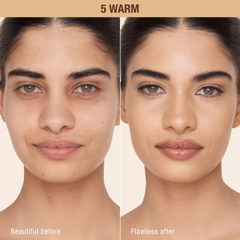 Charlotte Tilbury Airbrush Flawless Matte Foundation - Full Coverage Liquid Makeup with a Natural-Matte Finish - Smoothes & Blurs Pores - Waterproof & Transfer Resistant - 5 Warm