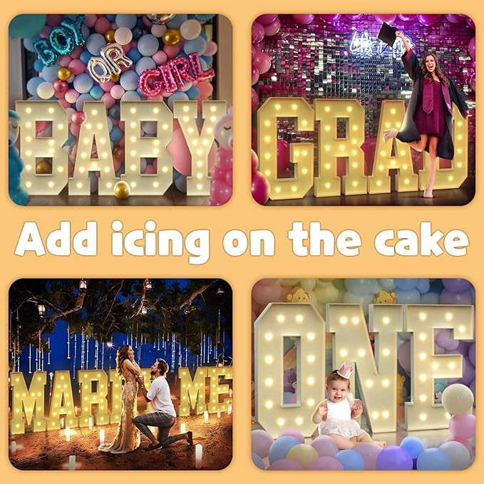 imprsv 4FT Marquee Letters Large Light Up Letters for Birthday Party Decor Wedding Decorations, Marquee L for Party Decoration Large Signs Arch Kit Decorations