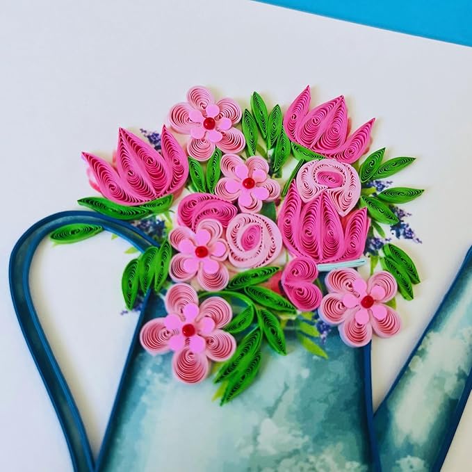 Quilling Card 3D Greeting Cards, handmade Quilling Cards birthday card, handcrafted cards for all occasions, Heart, tulip flower (Flowers)