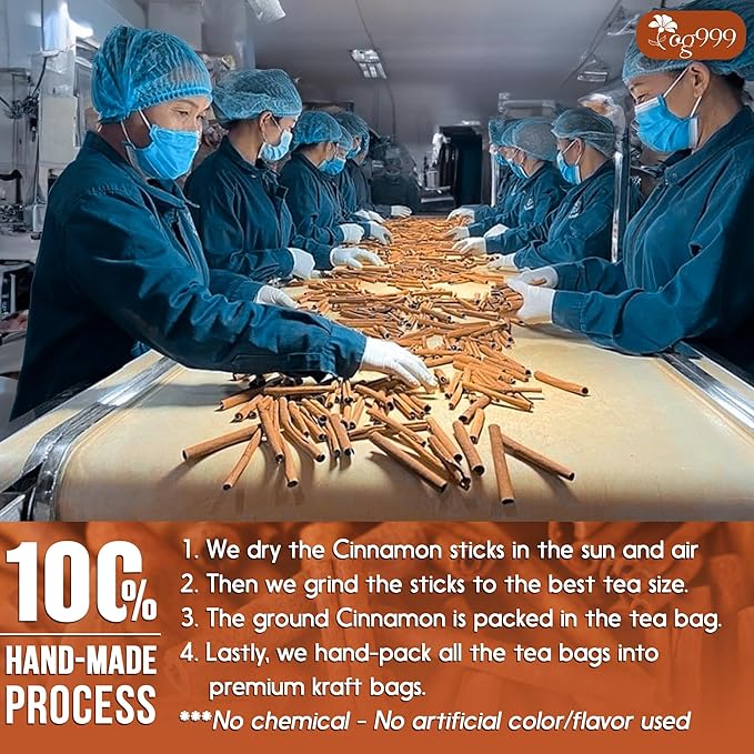 TOG999, Premium 60 Tea Bags - Special Cinnamon Tea, 100% Natural & Pure, Herbal Tea. Cinnamon Stick Herbal Spice Tea. No Sugar, No Caffeine, No Gluten, Vegan.