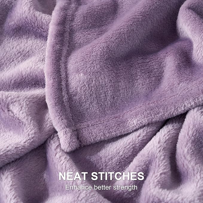 Hansleep Fleece Fog Purple Twin Blanket, Super Soft Flannel Fuzzy Plush Cozy Blanket for All Seasons, Fog Purple, Twin 60x80 Inches