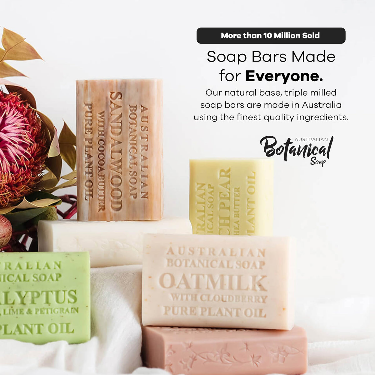 Australian Botanical Goats Milk Soap, Manuka Honey, Lemongrass and Sea Salt 6.6 OZ, Luxury Soap Bars Enriched with Shea Butter, Suitable for all Skin Types, Pack of 4