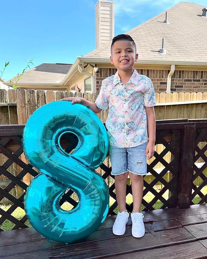 Light Blue Number 8 Balloon 40 Inch, 8 Balloon Number, 8th Birthday Decorations, Light Blue Party Supplies for Boys Girls