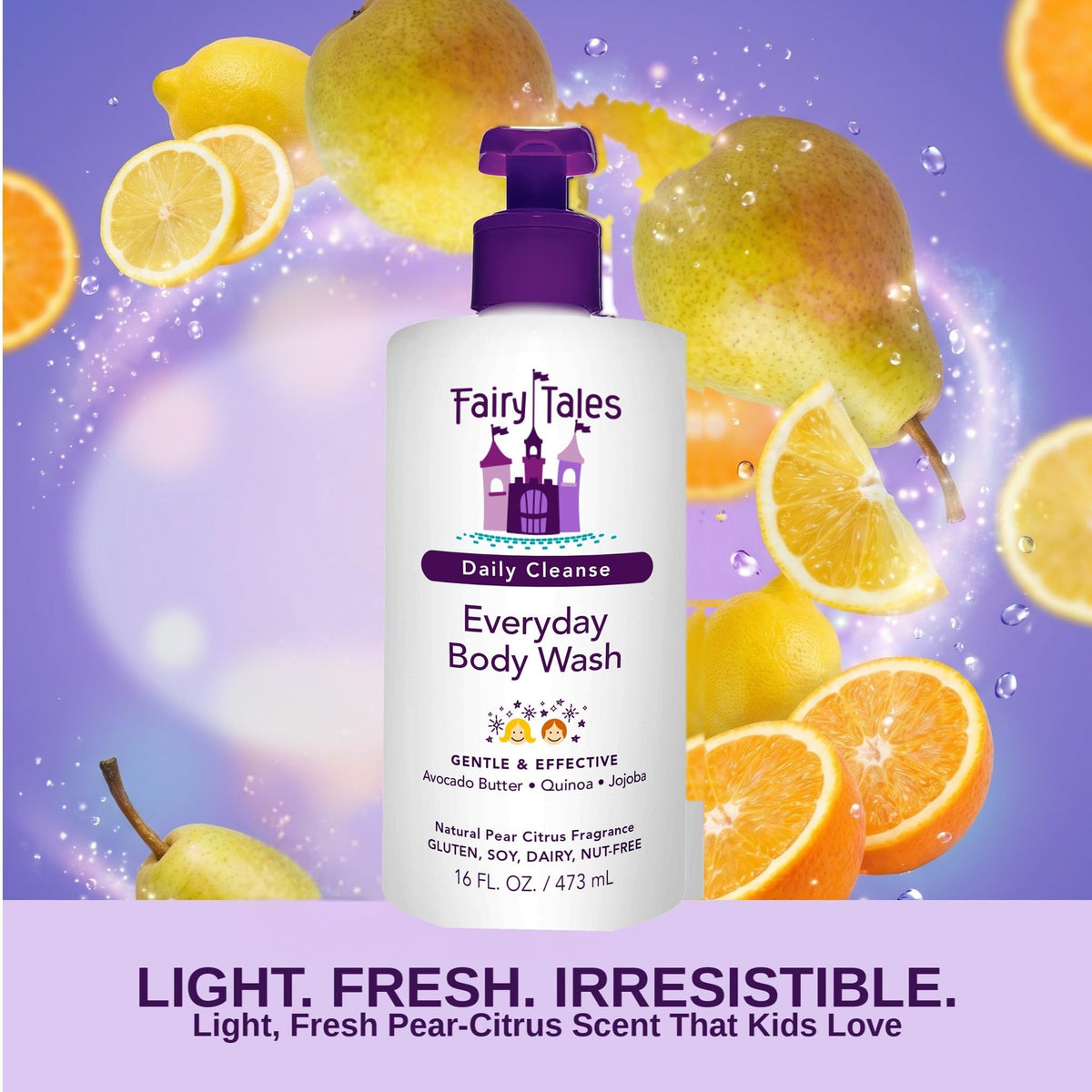 Fairy Tales Daily Cleanse Kids Body Wash | Kids Soap With Gentle, Clean Natural Ingredients | Sulfate Free, Silicone Free, Body Wash for Boys and Girls - 16 oz.