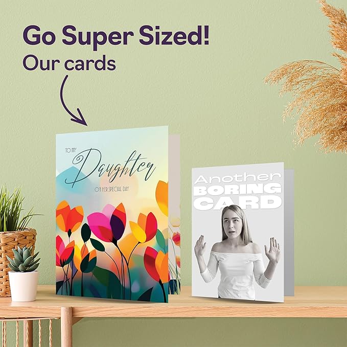 Daughter Birthday Card - Vibrant Summer Flowers - Vivid Happy Birthday Card for Daughter from Mum Dad, A5 Female Floral Bday Golden Greeting Cards