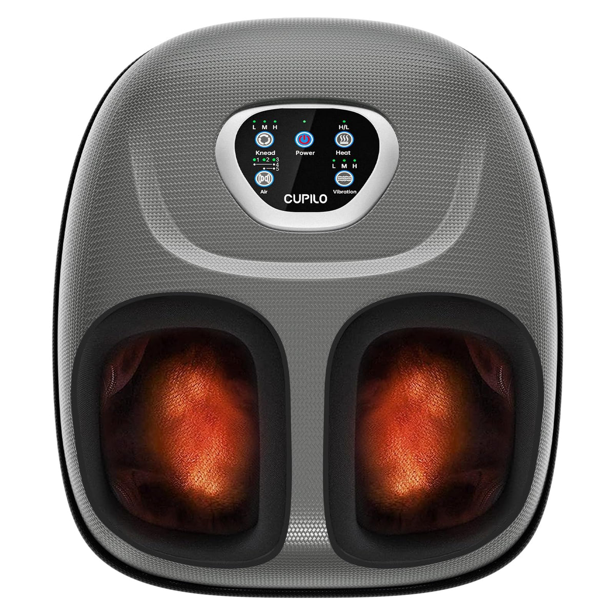 CuPiLo Foot Massager with Heat, FSA Eligible HSA Shiatsu Foot Massager Machine for Plantar Fasciitis, Adjustable Vibration & Pressure for Neuropathy Pain, Women Men Gifts, Fits Up to 12"(Gray)