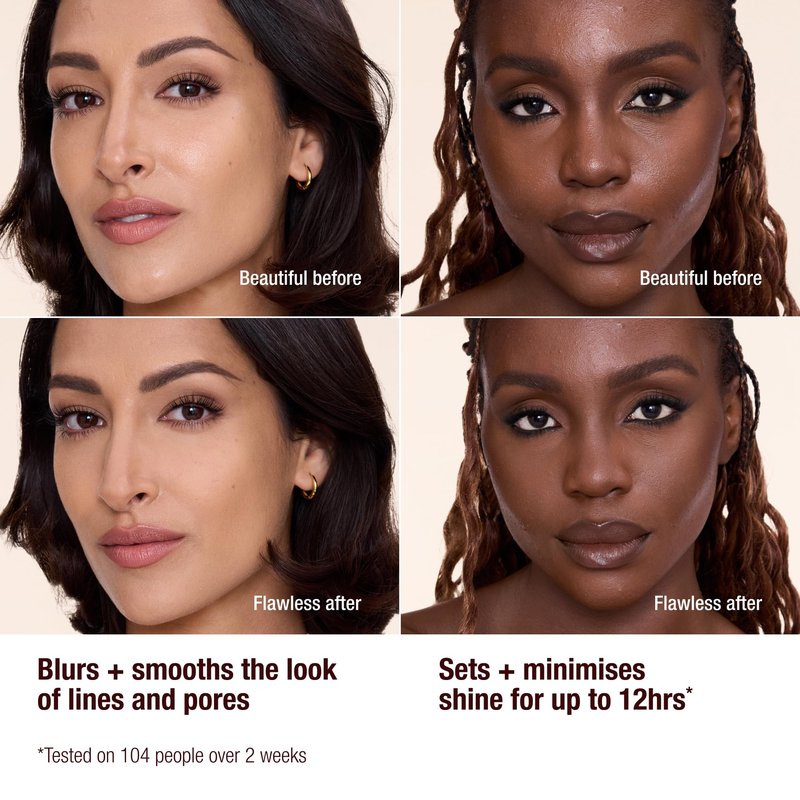 Charlotte Tilbury Airbrush Flawless Finish Setting Powder - Pore-Blurring Pressed Powder for Face Makeup to Minimize Shine with a Soft-Focus Finish - 4 Deep