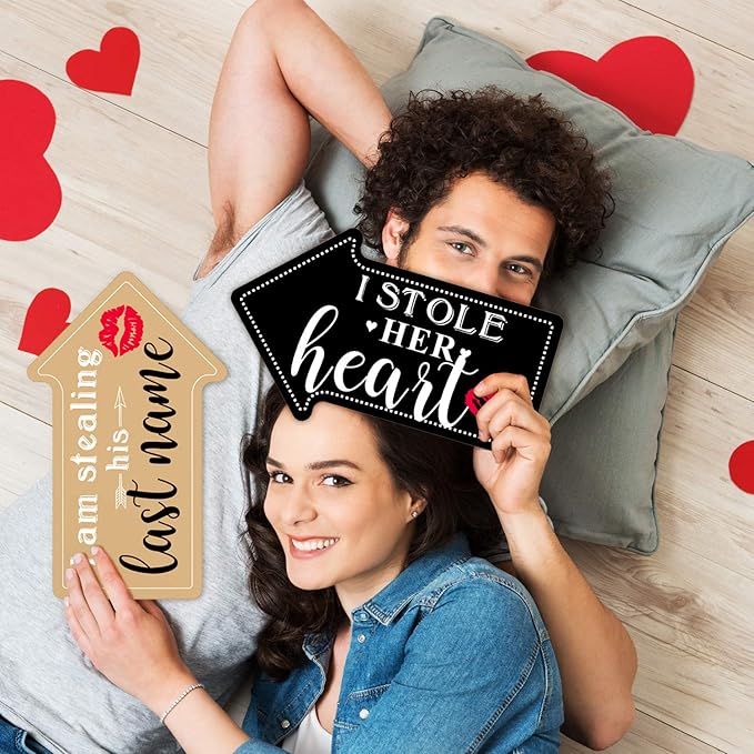 Blulu 10 Pieces She Said Yes Sign Engagement Photo Props Engagement Announcement Photo Prop Kit Signs Cardboard for Wedding Party