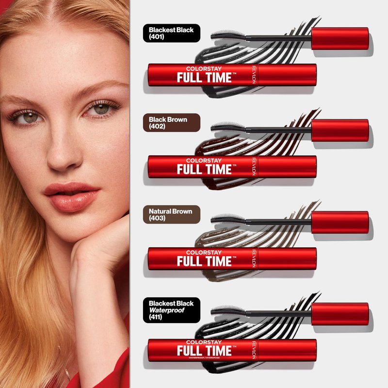 Revlon ColorStay Full Time Mascara, Volumizing Eye Makeup, 24 Hour Wear, Smudge-Proof, Non-Clumping and Flake-Free Formula, 401 Blackest Black