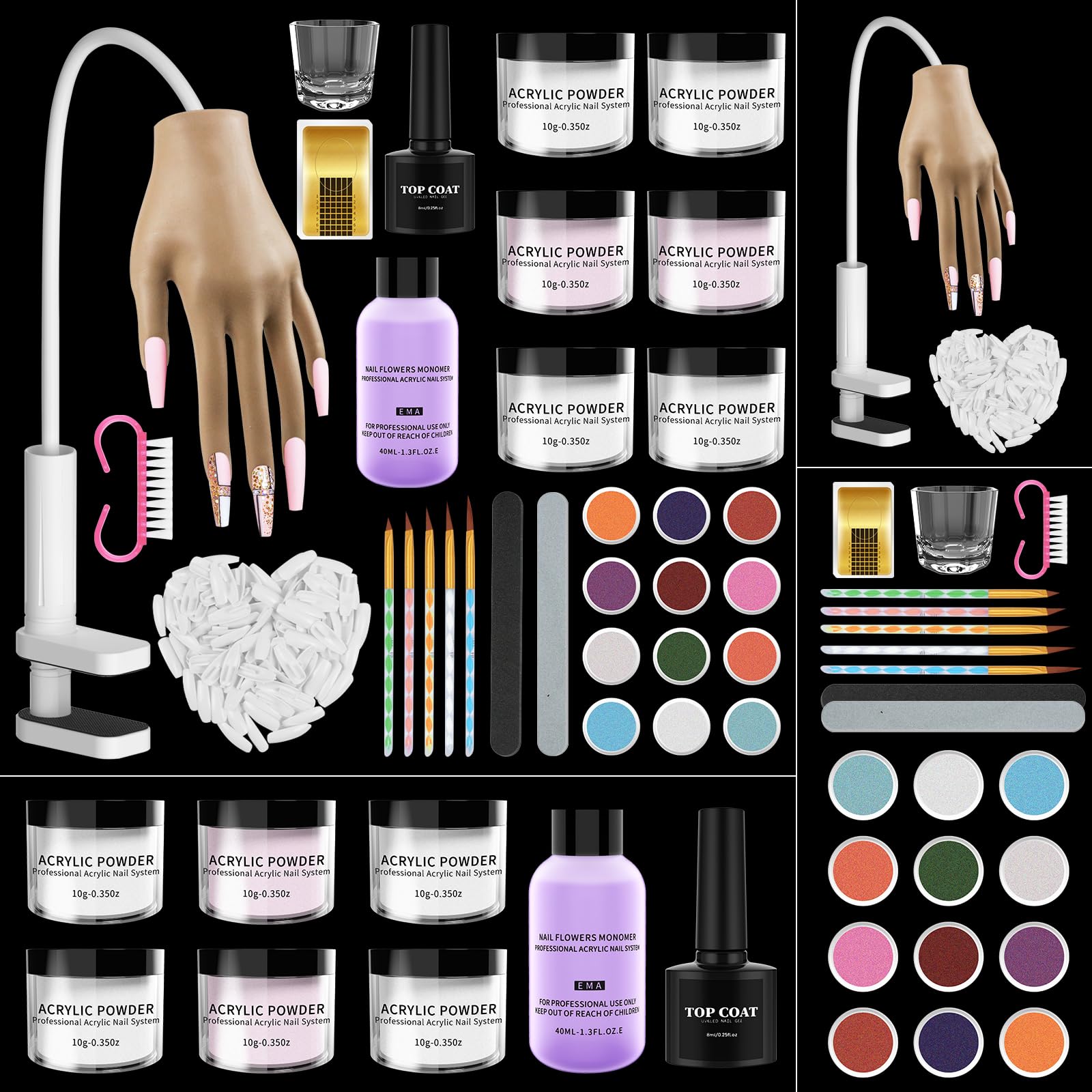 NIQZOPA Practice Hand for Acrylic Nails with Acrylic Nail Kit for Beginners