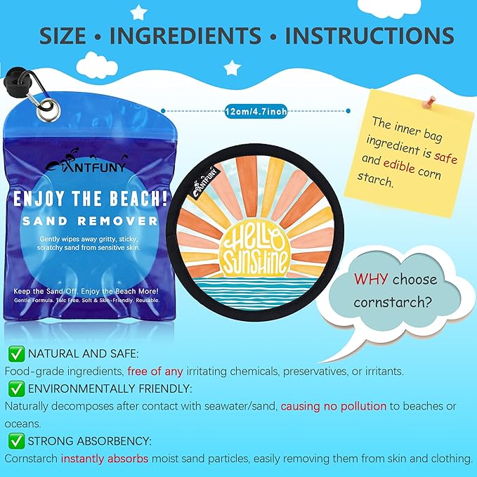 Antfuny 3 Pack Sand Remover for Beach Family Women Dog Beach Trip Essential Summer Vacation Must Have Travel Accessories Lake Day Necessities Cruise Ship Stuff Thing Need Gear Gift Sun Towel