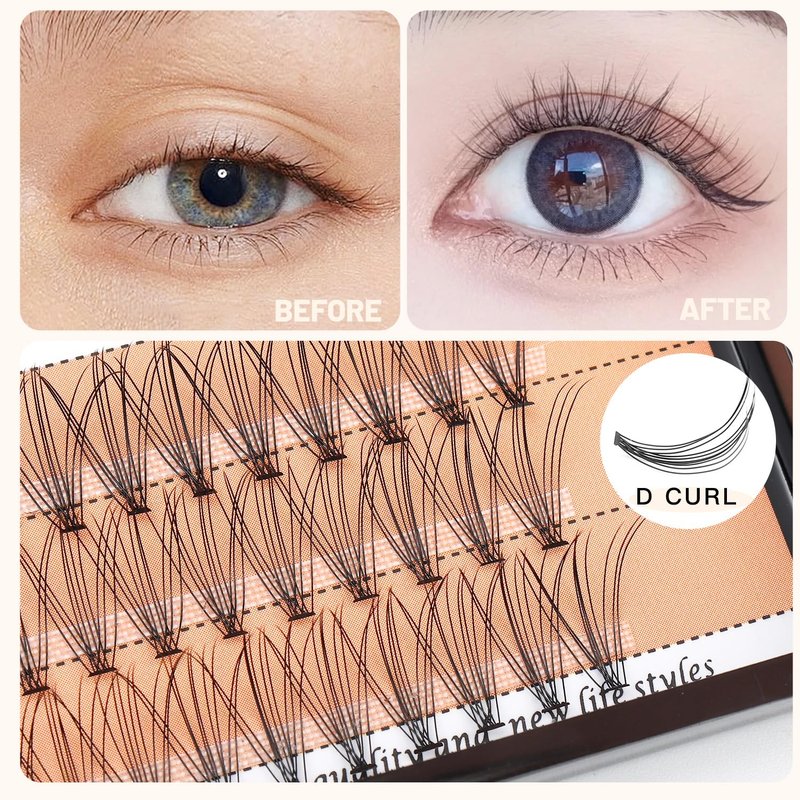 BODERMINCER 10 Root 60pcs 8-10-12-14-16mm Mixed Black Handmade False Eyelashes Natural Long Individual Eyelashes Extension Fake Lashes Makeup Beauty Cosmetic (5 PACKS-11MM)