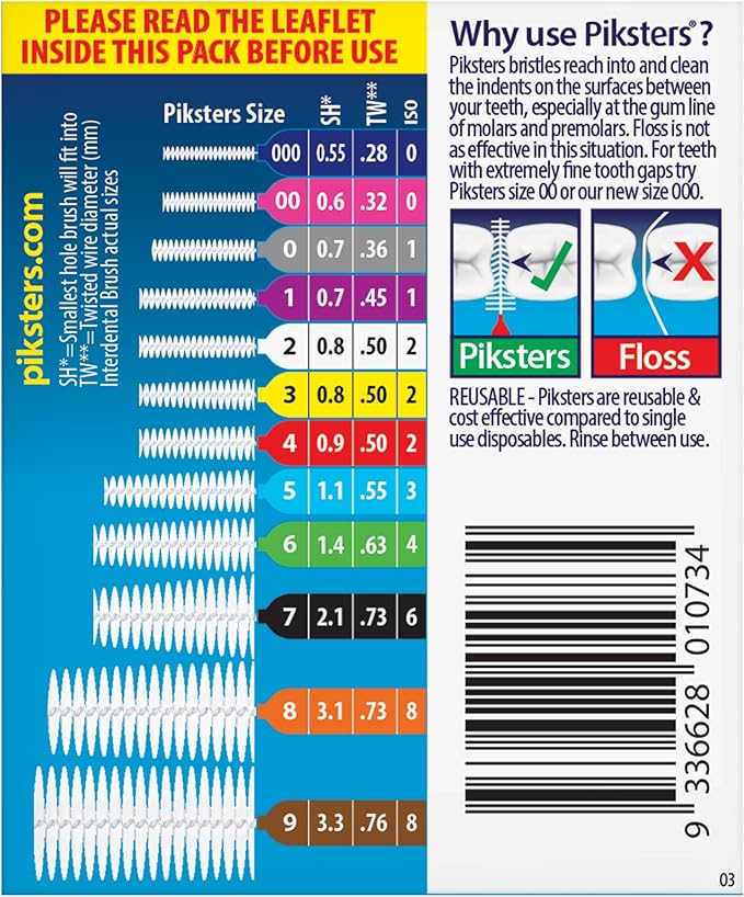 Piksters Interdental Brushes, 35 pk, Size 4, Interdental Tooth Brush for Medium Gaps, Gum Soft Bristles for Plaque Removal, Safe for Braces