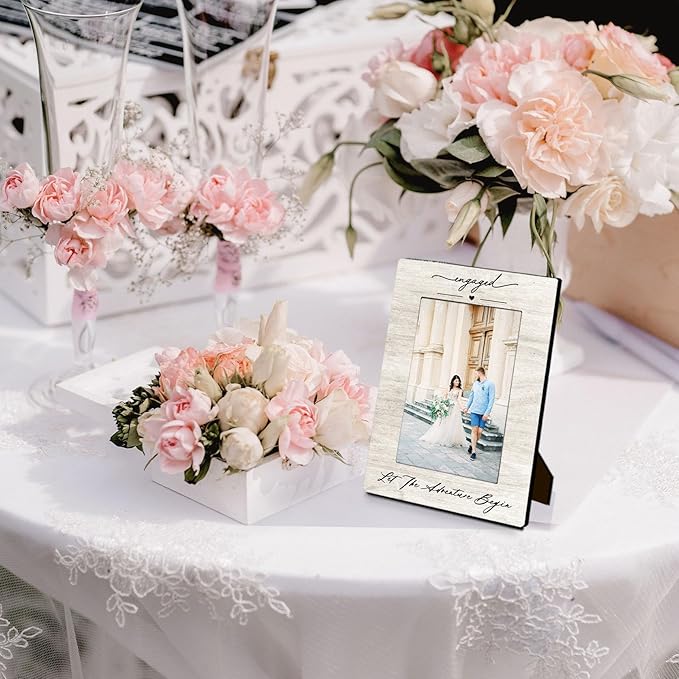 Wedding 4x6 Picture Frame, Engagement Photo Frames, Wedding Gifts for Wife Husband Engaged Couples, Couple Newly Engaged Picture Photo Frames for Desk Decor
