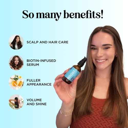 BOOST Biotin Hair Serum plus Advanced Biotin Shampoo and Conditioner Set - Hair Thickening Serum with Castor and Rosemary plus Volumizing Biotin Shampoo for Men and Women Bundle
