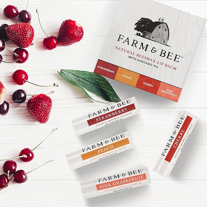 Natural Lip Balm Variety Pack, 4 Flavors, Organic Ingredients, Moisturizing, Healing