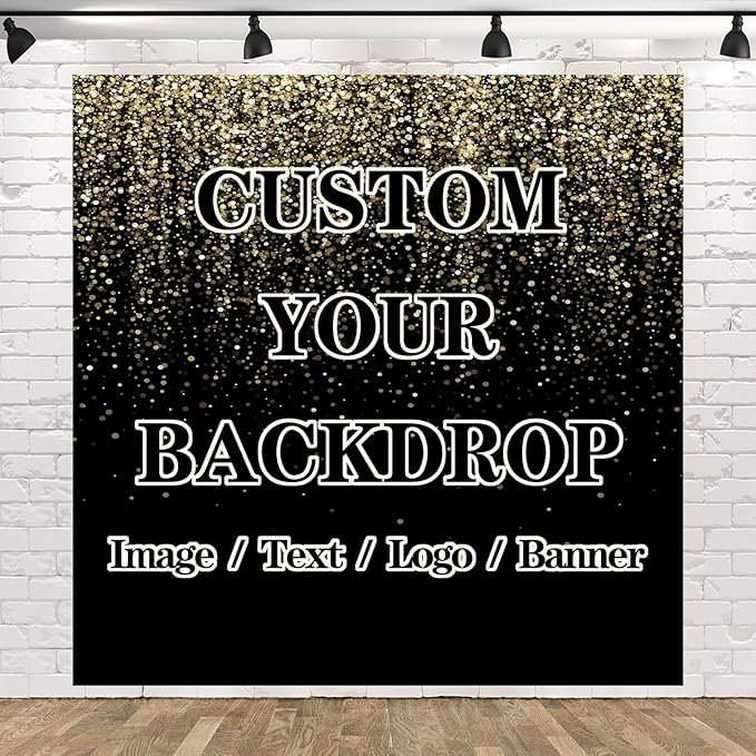 BELECO 10x10ft Fabric Custom Backdrop with Picture Logo Text Customize Your Design Personalized Background Banner Customized Backdrop Party Decor Living Room Tapestry Office Home Art Wall Hanging