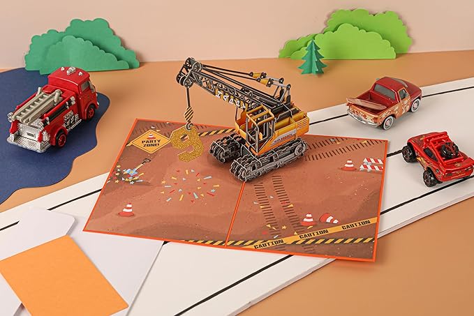 Liif 3D Crane Pop Up Birthday Card for 9 Years Old Boy, Son, Grandson, Kids