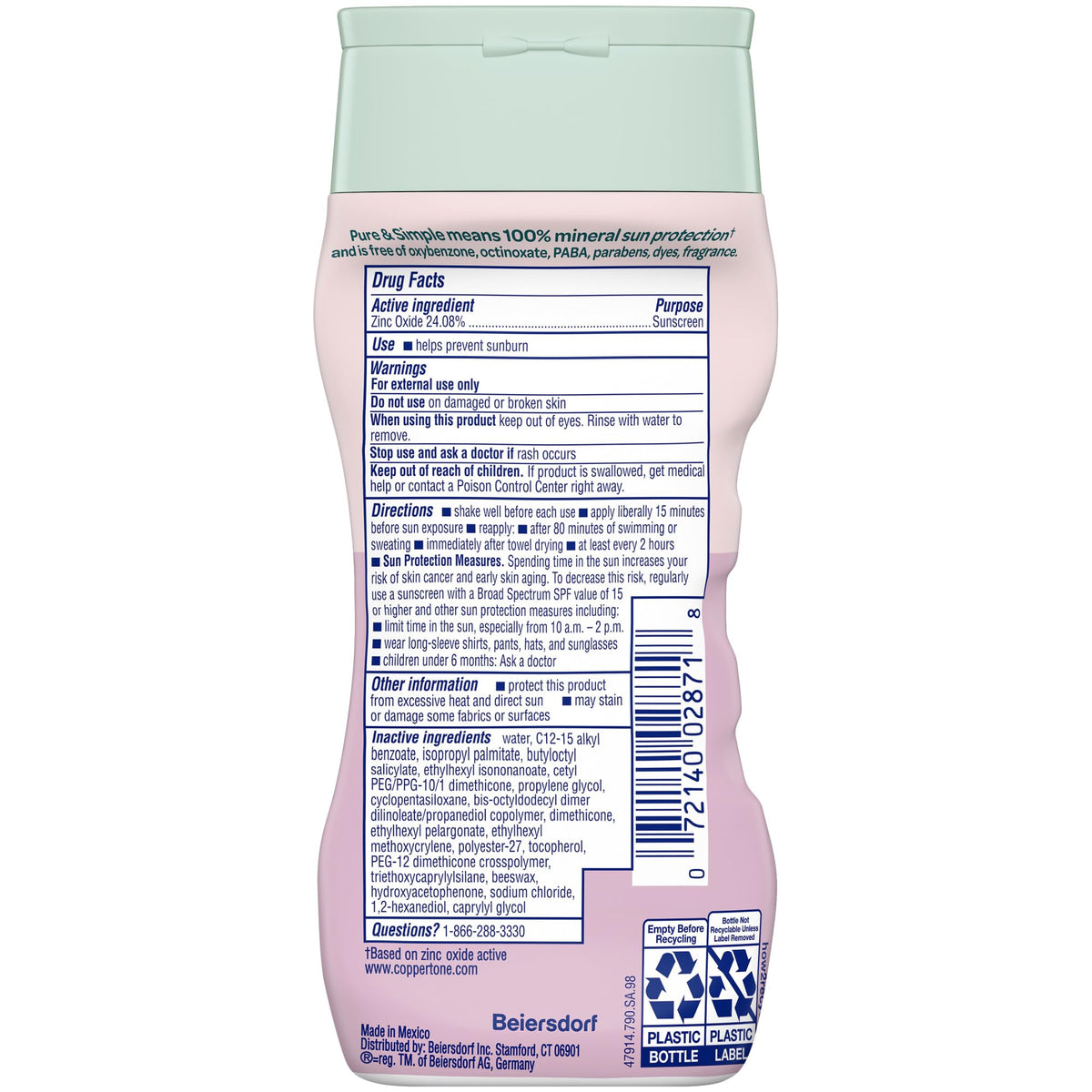 Coppertone Pure and Simple Baby Mineral Sunscreen Lotion SPF 50 (6 Fl Oz) + Baby Sunscreen Stick SPF 50 (0.49 Oz), Hypoallergenic and Fragrance Free