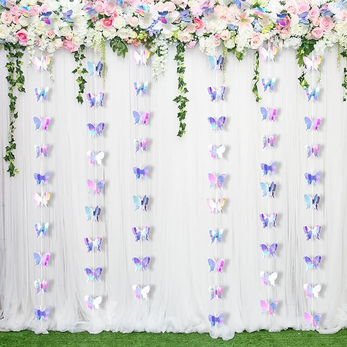 Zonon 20 Pieces 3D Butterfly Hanging Garlands Decoration Butterfly Paper Party Streamers Backdrop for Wedding Birthday Fairly Baby Shower Holiday Party Decorations (2.8 x 2.4 Inches)